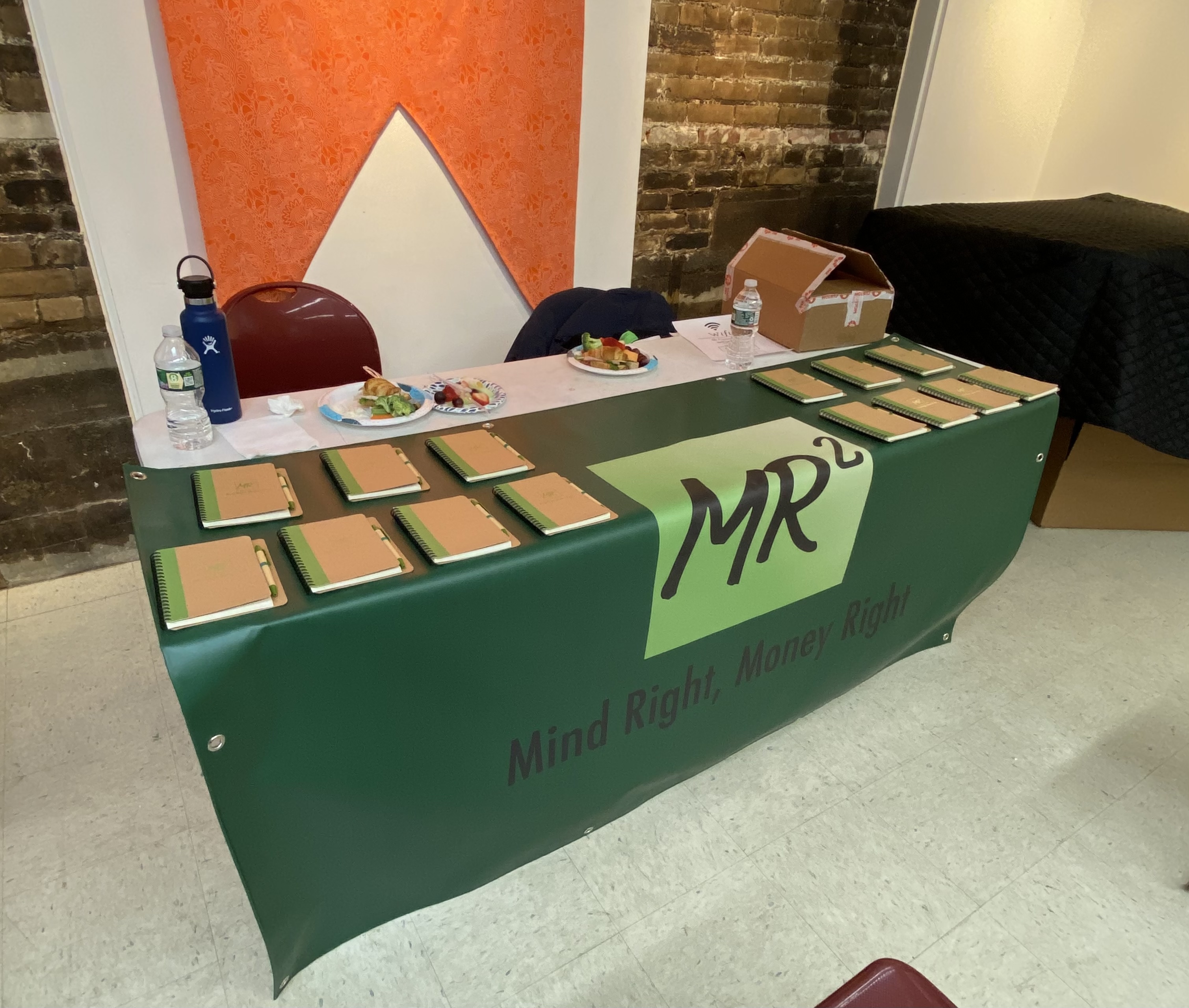 Example of tabling at resource fair for Mind Right, Money Right (MR²) workshop series on financial literacy.